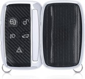 kwmobile autosleutelhoes voor Land Rover 5-knops autosleutel - TPU sleutelcover in zilver - Carbon design