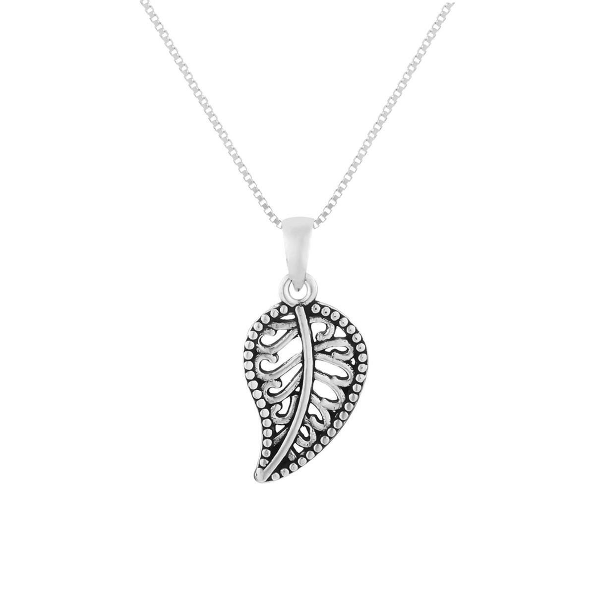 WeLoveSilver - Zilveren damesketting - bladvormige hanger - 925 zilver