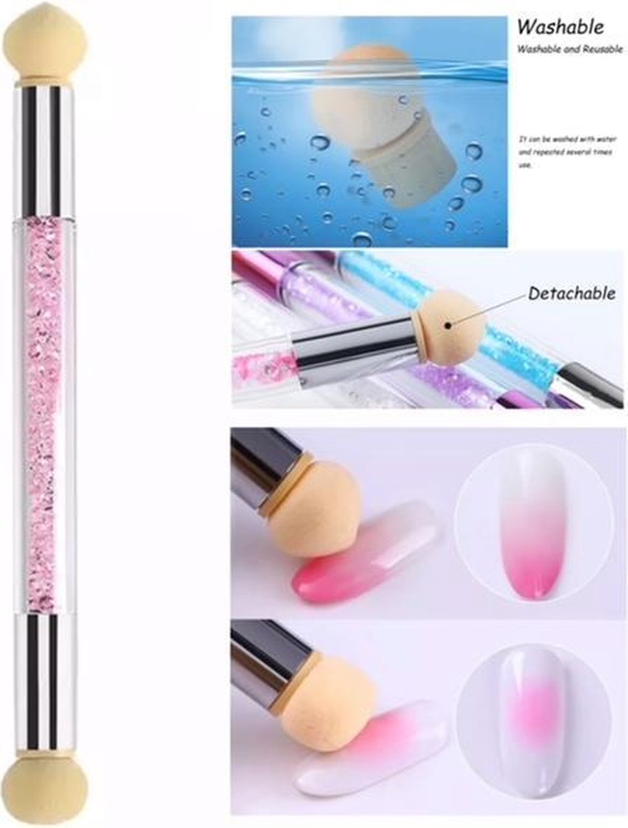 Goedkoopste GUAPÀ - Nail Art Blooming Spons & Stempel Penseel voor het maken van Babyboom en Holografisch effecten op je nagels - Kleur Roze