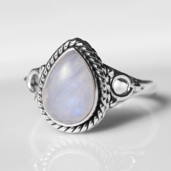 Natuursieraad -  925 sterling zilver maansteen ring maat 17.25 mm - luxe edelsteen sieraad - natuursteen ring