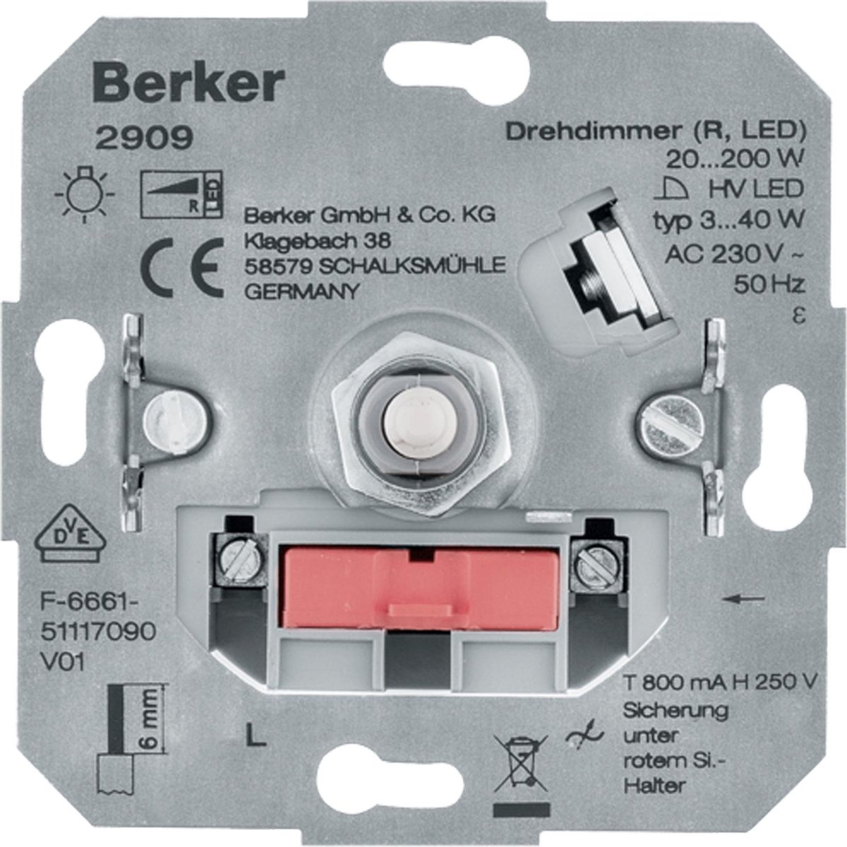 Berker dimmer – inbouw – draai–uit – LED – 3–40W – universeel