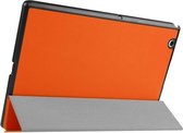 Karst Texture Horizontale Flip Effen Kleur Leren Hoes met Drievoudige Houder voor Sony Xperia Z4 (Oranje)