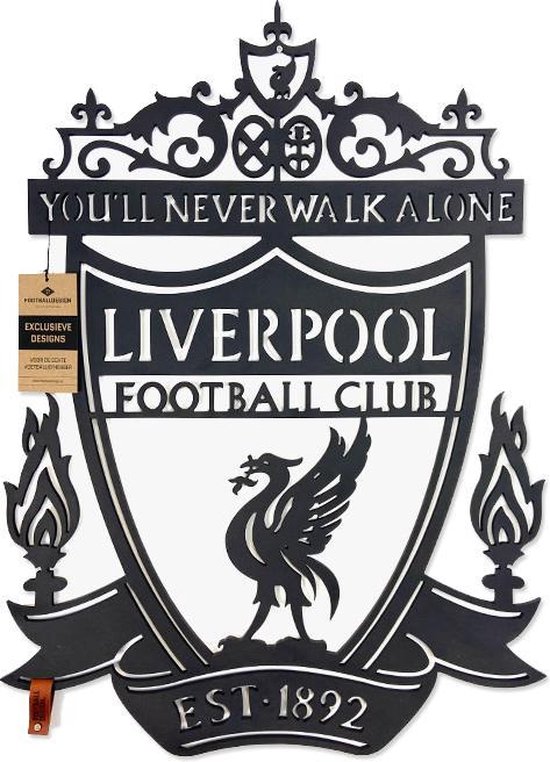 FootballDesign LFC. - 95 x 70 cm - Black | Wanddecoratie Voetbal Liverpool