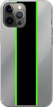 Apple iPhone 12 Pro Max - Smart cover - Transparant - Streep - Zwart - Groen