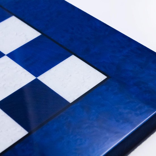 Thumbnail van een extra afbeelding van het spel Luxe schaakbord - Briar blauw - 42x42 cm