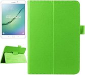 Litchi Texture Horizontale Flip Effen Kleur Smart Leather Case met Twee-vouwbare Houder & Slaap / Wekfunctie voor Galaxy Tab S2 8.0 / T715 (Groen)