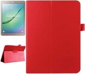 Litchi Texture Horizontale Flip Effen Kleur Smart Leather Case met Twee-vouwbare Houder & Slaap / Wekfunctie voor Galaxy Tab S2 9.7 / T815 (Rood)