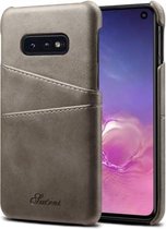 Suteni Calf Texture-beschermhoes voor Galaxy S10 E, met kaartsleuven (grijs)