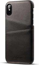 Suteni Calf Texture-beschermhoes voor iPhone X / XS, met kaartsleuven (zwart)