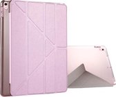 Voor iPad Pro 10,5 inch zijdetextuur horizontale vervorming lederen flip-hoes met 4-vouwbare houder & slaap / ontwaken (roze)