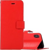 Voor iPhone X / XS Crazy Horse Texture Horizontale lederen flip-hoes met houder & kaartsleuven & portemonnee & fotolijst (rood)