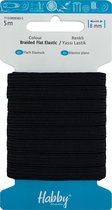 Habby elastiek 8mm | Plat gevlochten elastiek | Zwart | 5 meter | Hobby - Knutselen - Naai elastiek