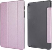 Horizontale leren flip-case met zijdetextuur en drie-uitklapbare houder voor Galaxy Tab P200 (roze)