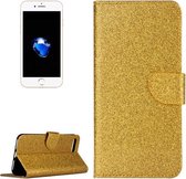 Voor iPhone 8 Plus & 7 Plus Glitterpoeder lederen hoes met houder & portemonnee & kaartsleuven (goud)