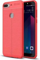 Voor HTC Desire 12+ Litchi Texture Soft TPU beschermende achterkant van de behuizing (rood)