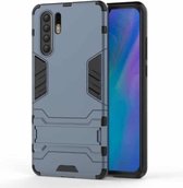 Schokbestendige pc + TPU-hoes voor Huawei P30 Pro, met houder (marineblauw)