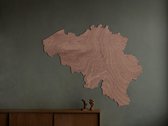 HOUTEN WANDDECORATIE / WOODEN WALL DECORATION - MUURDECORATIE / WALL ART - LANDKAART BELGIË / COUNTRY MAP BELGIUM - 95 x 76cm - DONKER HOUT / DARK WOOD - WANDFIGUUR BELGIQUE - TREN