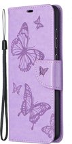 Samsung Galaxy A72 Hoesje - Mobigear - Butterfly Serie - Kunstlederen Bookcase - Paars - Hoesje Geschikt Voor Samsung Galaxy A72