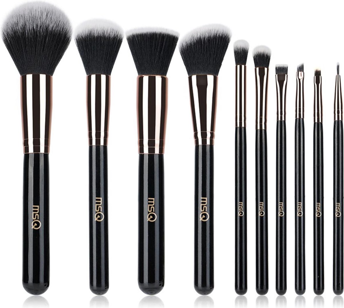 MSQ 10pcs Rose Gold/Balck Professional Makeup Brushes Set Powder Foundation Concealer Cheek Shader Make Up Tools Kit - MSQ