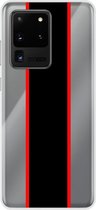 Samsung Galaxy S20 Ultra - Smart cover - Transparant - Streep - Zwart - Rood