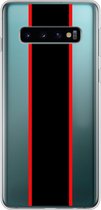 Samsung Galaxy S10 - Smart cover - Transparant - Streep - Zwart - Rood
