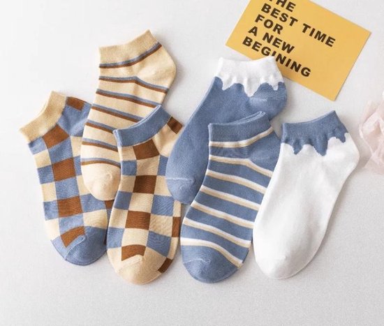 Kleurrijk set sokken - sokkenset van 6 paar - Enkelsokken - Unisex sokken - Multipack - Maat 36-41