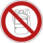 Rugtassen en backpack verboden bord - kunststof 300 mm