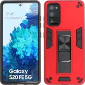 Samsung Galaxy S20 FE - Tough Armor Hardcase - Telefoonhoesje Met Standfunctie - Bestcases Backcover - Rood