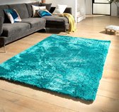 Flycarpets Curacao Shaggy Velours Vloerkleed - 240x340 cm - Petrol - Hoogpolig