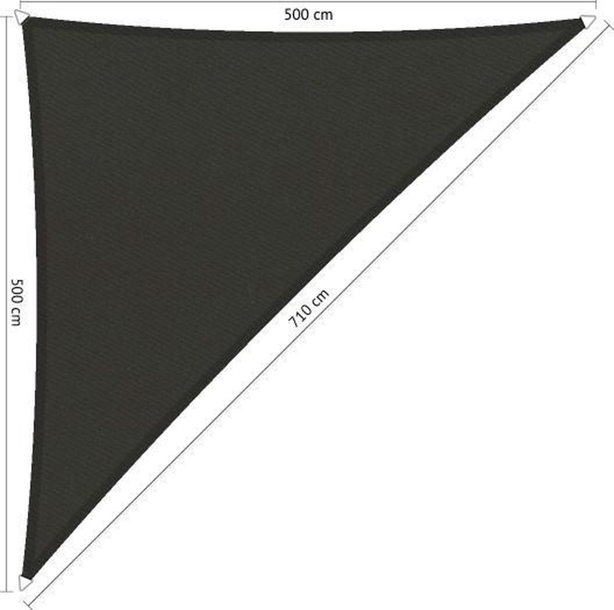 Shadow Comfort® Driehoek 90° schaduwdoeken waterafstotend - UV Bestendig - Zonnedoek - 500 x500 x 710 CM - Warm Grey