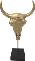 Ornament op voet - Skull - Buffel schedel - Woondecoratie - Decoratie - Staand - Goud