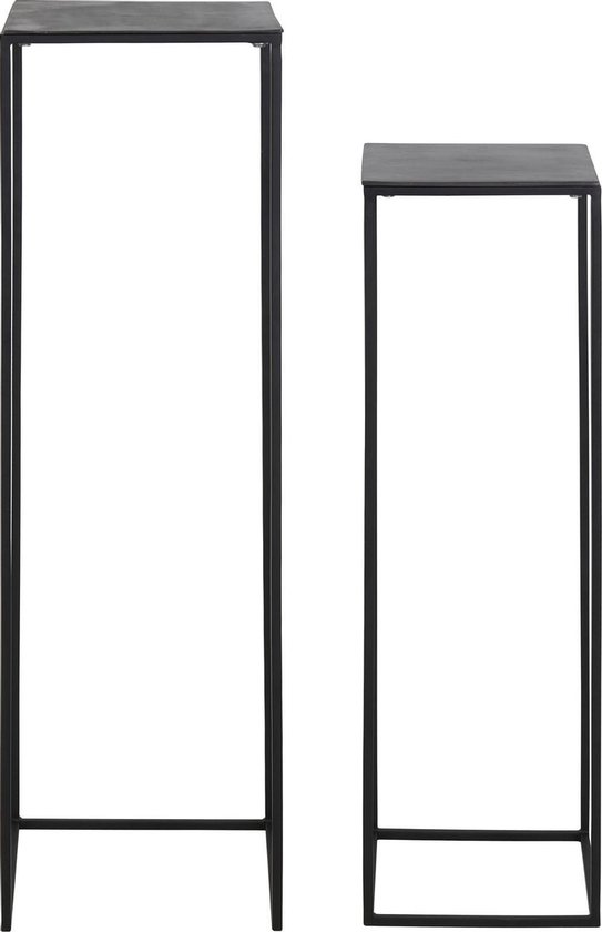Light & Living Table d'appoint BOCA - noir antique brut de plomb-mat - lot de 2
