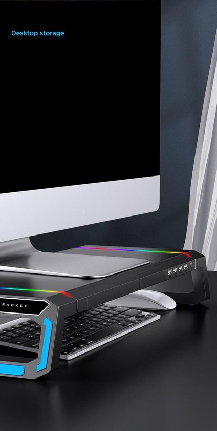 MOJO Desktop Monitor Laptop Verhoger met 4 USB Hub en RGB-LED verlichting |  bol.com
