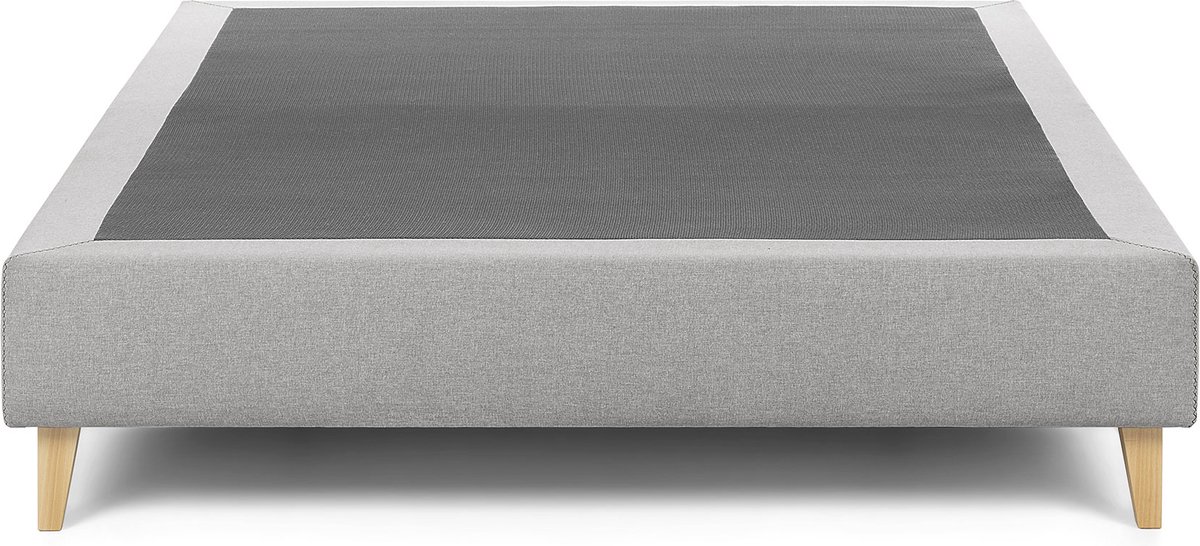 Kave Home - Nikos hoge bedbodem in grijs met massief beukenhouten poten voor een matras van 160 x 200