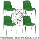 King of Chairs -set van 4- model KoC Elvira lichtgroen met verchroomd onderstel. Kantinestoel stapelstoel kuipstoel vergaderstoel tuinstoel kantine stoel stapel kantinestoelen stap