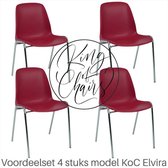 King of Chairs -set van 4- model KoC Elvira rood met verchroomd onderstel. Kantinestoel stapelstoel kuipstoel vergaderstoel tuinstoel kantine stoel stapel kantinestoelen stapelstoe