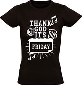 Thank god its friday Dames t-shirt | vrijdag | god | weekend | feesten | grappig | cadeau | Zwart