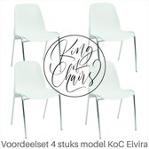 King of Chairs -set van 4- model KoC Elvira wit met verchroomd onderstel. Kantinestoel stapelstoel kuipstoel vergaderstoel tuinstoel kantine stoel stapel kantinestoelen stapelstoel