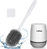 Buxibo Siliconen WC Borstel met Houder Vrijstaand - Hygiënische Toiletborstel -  Slimme Lekbak - Optimale Hygiëne