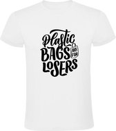 Plastic bags are for losers Heren t-shirt | Milieu | grappig | cadeau | Wit