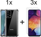 Samsung A32 4G hoesje shock proof case transparant - Samsung Galaxy A32 4G hoesje hoesjes cover hoes - 3x Samsung A32 4G Screenprotector