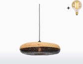 Hanglamp - PALAWAN - Naturel/Zwart Bamboe - Large (60x15cm) - Met LED-lamp