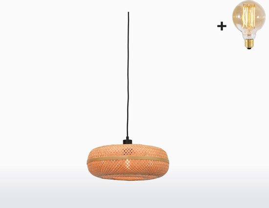 Hanglamp - PALAWAN - Naturel Bamboe - Small (40x15cm) - Met LED-lamp