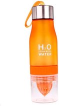 Drinkfles Oranje Hydrogen Plastic H2O  Infuser Waterfles 700ml – Drinkfles met Fruitinfuser – Waterfles met Fruitperser