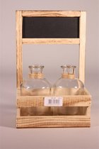 Bottle 2 in old wood with blackboard D-16 H-25