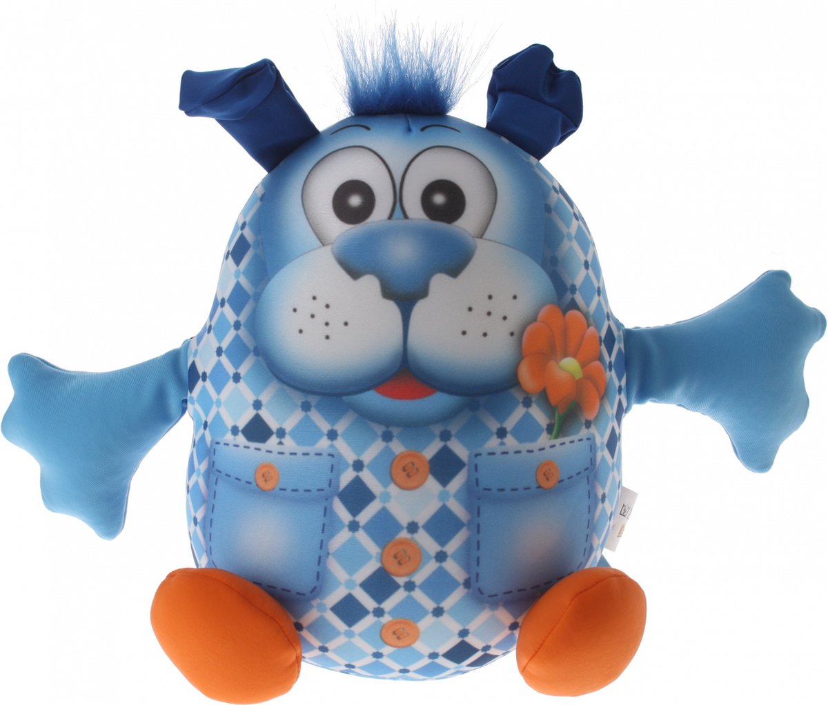 Eddy Toys Dierenvriend Knuffel Hond 20 Cm Blauw