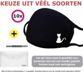 DUONIX 10x Mondkapje Poes | 100% Katoen | Mondkapje Wasbaar | Mondmasker wasbaar | niet medisch mondkapje | stofmasker