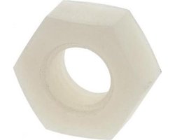 Nylon moer M6 - DIN 555 - Zeskantmoeren metrisch - 10 stuks