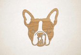 Wanddecoratie - Hond - Boston Terrier 3 - S - 49x45cm - Eiken - muurdecoratie - Line Art