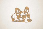 Wanddecoratie - Hond - Corgi 4 - M - 60x76cm - Eiken - muurdecoratie - Line Art
